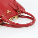 PRADA Hand Bag Safiano leather Red Gold Auth ka4488A-7