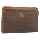 CELINE Macadam Canvas Clutch Bag PVC Leder Braun Gold Auth ka4489-1