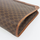 CELINE Macadam Canvas Clutch Bag PVC Leder Braun Gold Auth ka4489-15