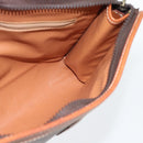 CELINE Macadam Canvas Clutch Bag PVC Leder Braun Gold Auth ka4489-17