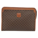 CELINE Macadam Canvas Clutch Bag PVC Leder Braun Gold Auth ka4489-13