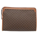 CELINE Macadam Canvas Clutch Bag PVC Leder Braun Gold Auth ka4489-2