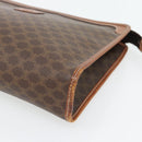 CELINE Macadam Canvas Clutch Bag PVC Leder Braun Gold Auth ka4489-7