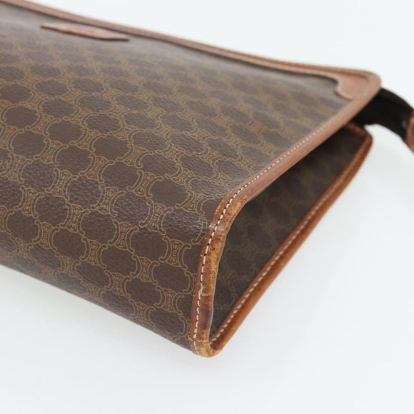 CELINE Macadam Canvas Clutch Bag PVC Leder Braun Gold Auth ka4489
