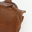 CELINE Hand Bag Leather Brown Gold Auth ka449-10