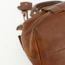 CELINE Hand Bag Leather Brown Gold Auth ka449-11