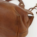 CELINE Hand Bag Leather Brown Gold Auth ka449-12