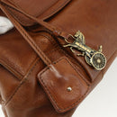 CELINE Hand Bag Leather Brown Gold Auth ka449-14