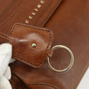 CELINE Hand Bag Leather Brown Gold Auth ka449-15