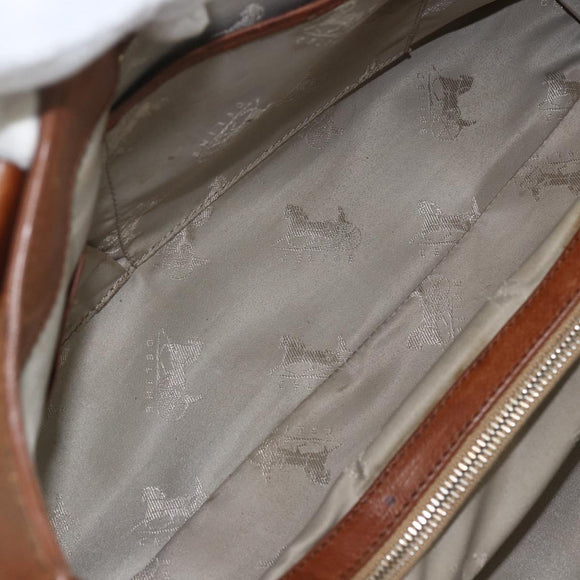 CELINE Hand Bag Leather Brown Gold Auth ka449