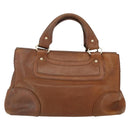 CELINE Hand Bag Leather Brown Gold Auth ka449-3