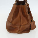 CELINE Hand Bag Leather Brown Gold Auth ka449-4
