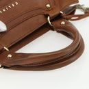 CELINE Hand Bag Leather Brown Gold Auth ka449-7