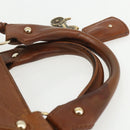 CELINE Hand Bag Leather Brown Gold Auth ka449-8