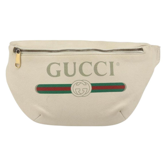 GUCCI Sherry Line Waist bag Leather Red White 493869 Auth ka4491A