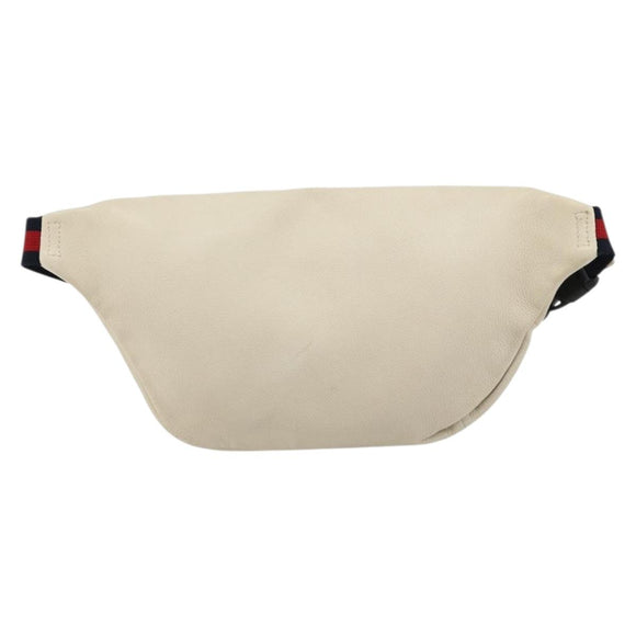 GUCCI Sherry Line Waist bag Leather Red White 493869 Auth ka4491A