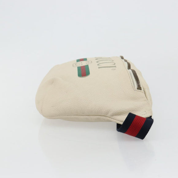 GUCCI Sherry Line Waist bag Leather Red White 493869 Auth ka4491A