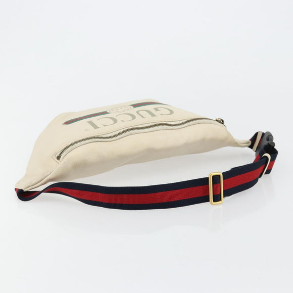 GUCCI Sherry Line Waist bag Leather Red White 493869 Auth ka4491A