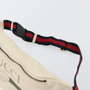 GUCCI Sherry Line Waist bag Leather Red White 493869 Auth ka4491A-8