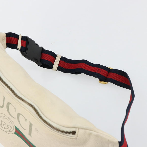 GUCCI Sherry Line Waist bag Leather Red White 493869 Auth ka4491A
