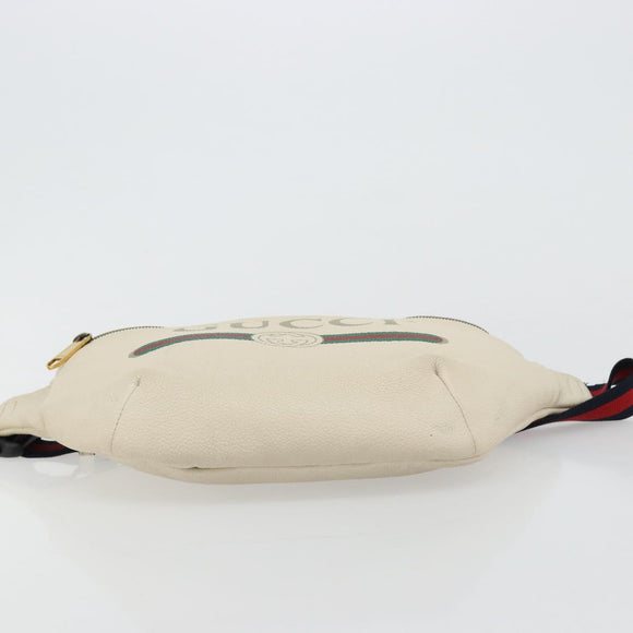 GUCCI Sherry Line Waist bag Leather Red White 493869 Auth ka4491A