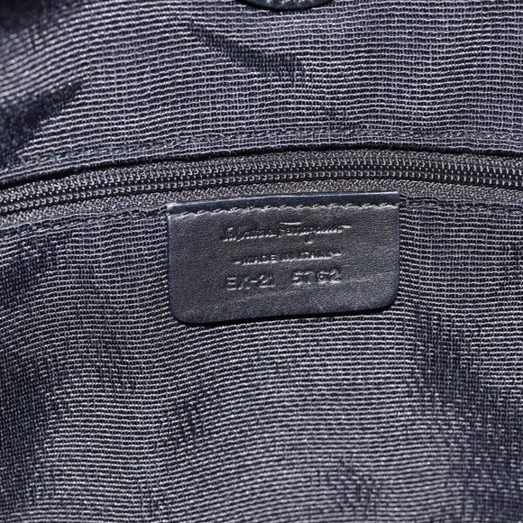Salvatore Ferragamo Gancini Shoulder Bag Canvas Black Silver Auth ka4493A
