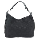 Salvatore Ferragamo Gancini Shoulder Bag Canvas Black Silver Auth ka4493A-2