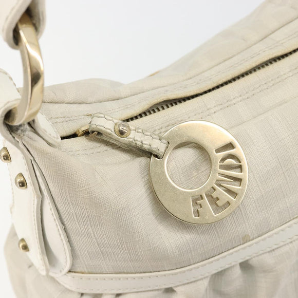 FENDI Zucca Canvas Shoulder Bag PVC White Gold Auth ka4495A