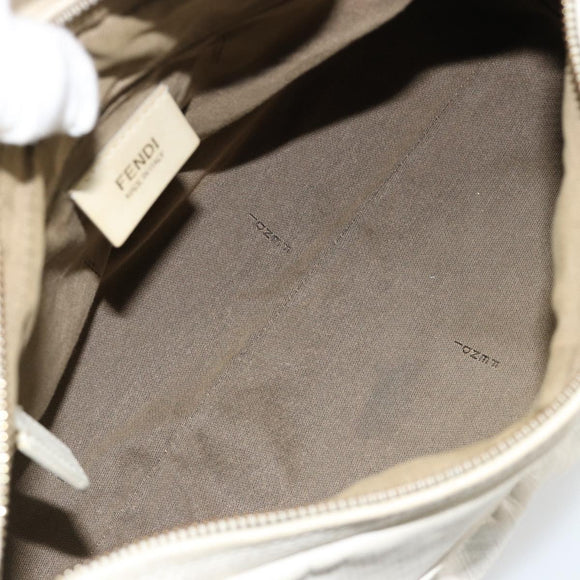 FENDI Zucca Canvas Shoulder Bag PVC White Gold Auth ka4495A