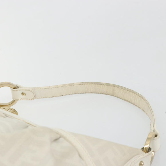 FENDI Zucca Canvas Shoulder Bag PVC White Gold Auth ka4495A