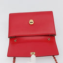 Salvatore Ferragamo Vala Chain Shoulder Bag Leather Red Gold Auth ka4496-15