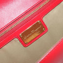 Salvatore Ferragamo Vala Chain Shoulder Bag Leather Red Gold Auth ka4496-16