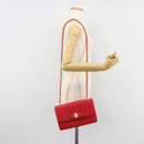Salvatore Ferragamo Vala Chain Shoulder Bag Leather Red Gold Auth ka4496-23