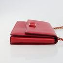 Salvatore Ferragamo Vala Chain Shoulder Bag Leather Red Gold Auth ka4496-4