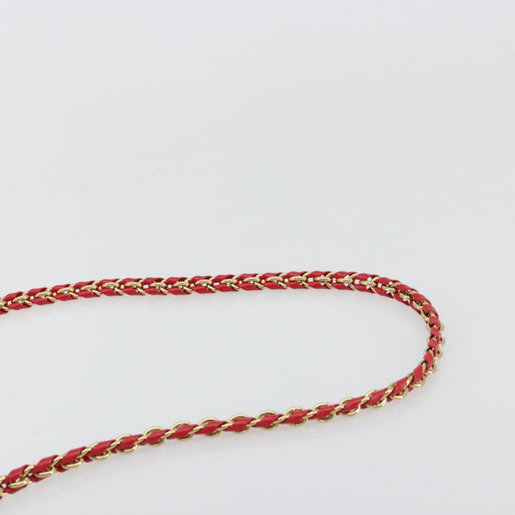 Salvatore Ferragamo Vala Chain Shoulder Bag Leather Red Gold Auth ka4496