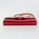 Salvatore Ferragamo Vala Chain Shoulder Bag Leather Red Gold Auth ka4496-9