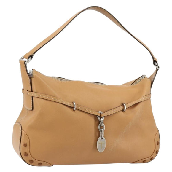 TOD’S Shoulder Bag Leather Brown Silver Auth ka4498A