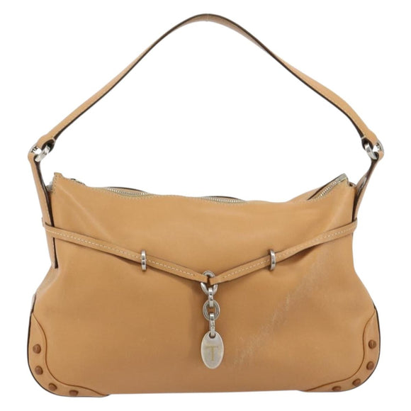 TOD’S Shoulder Bag Leather Brown Silver Auth ka4498A