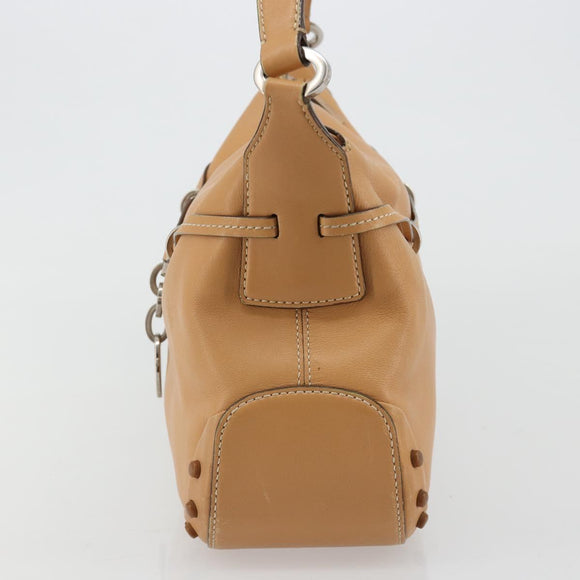 TOD’S Shoulder Bag Leather Brown Silver Auth ka4498A