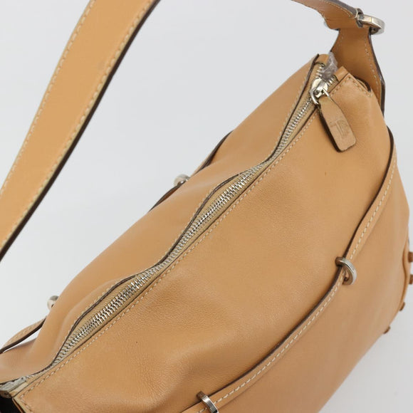 TOD’S Shoulder Bag Leather Brown Silver Auth ka4498A