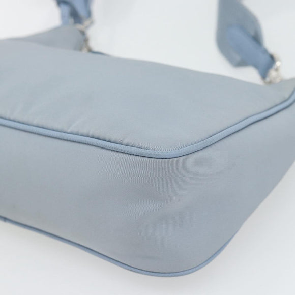 PRADA Re-Edition Shoulder Bag Nylon Blue Silver Auth ka4501A
