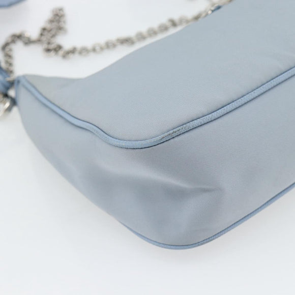 PRADA Re-Edition Shoulder Bag Nylon Blue Silver Auth ka4501A