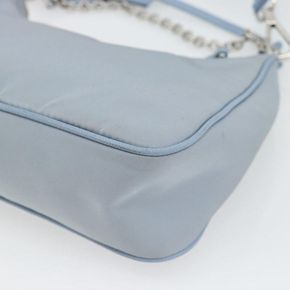 PRADA Re-Edition Shoulder Bag Nylon Blue Silver Auth ka4501A