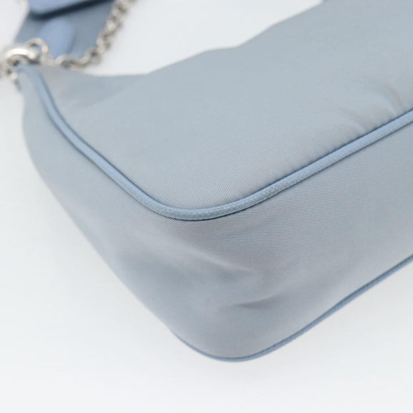 PRADA Re-Edition Shoulder Bag Nylon Blue Silver Auth ka4501A