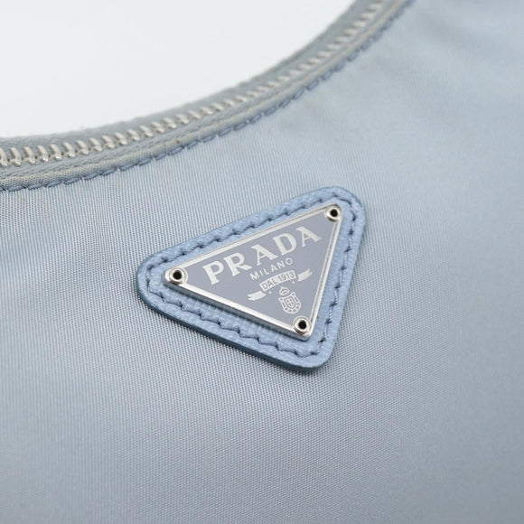PRADA Re-Edition Shoulder Bag Nylon Blue Silver Auth ka4501A