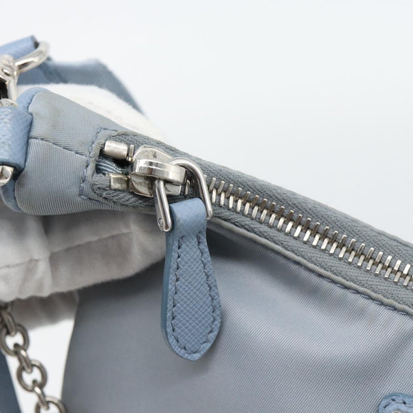 PRADA Re-Edition Shoulder Bag Nylon Blue Silver Auth ka4501A