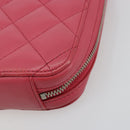 CHANEL Phone Pouch Lamb Skin Pink Silver CC Auth ka4502M-14