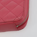 CHANEL Phone Pouch Lamb Skin Pink Silver CC Auth ka4502M-16
