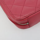 CHANEL Phone Pouch Lamb Skin Pink Silver CC Auth ka4502M-17