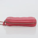 CHANEL Phone Pouch Lamb Skin Pink Silver CC Auth ka4502M-4